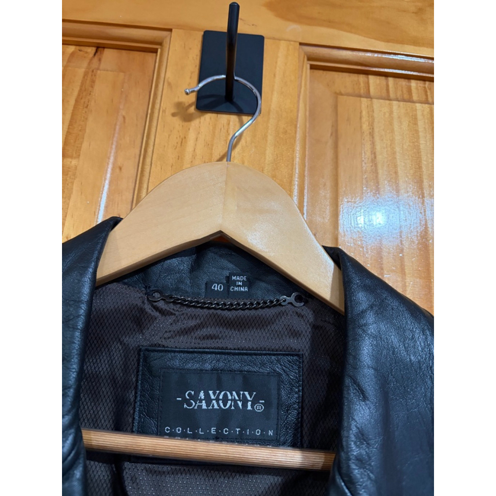 Vintage Saxony Collection Black Leather Blazer Jacket Genuine Leather 90s - Picture 5 of 10